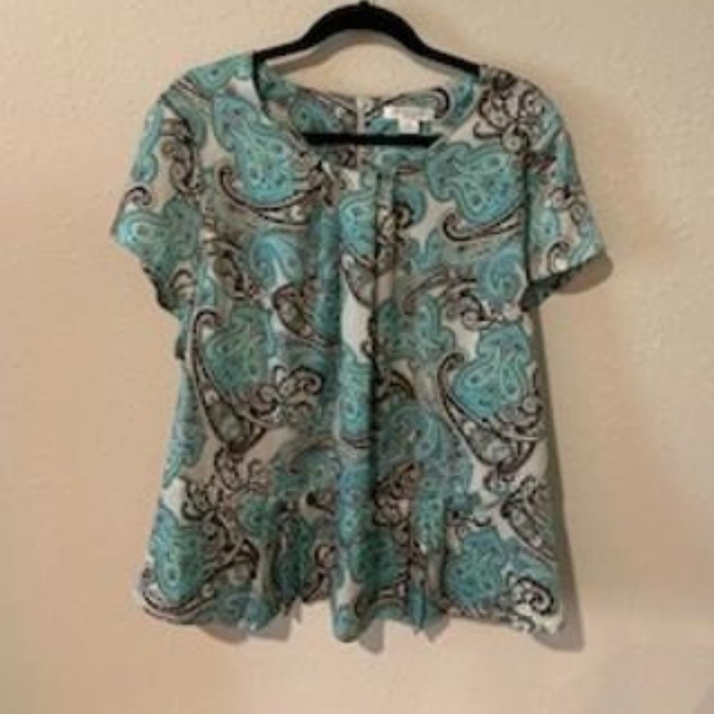 Liz Claiborne Teal and Black Print